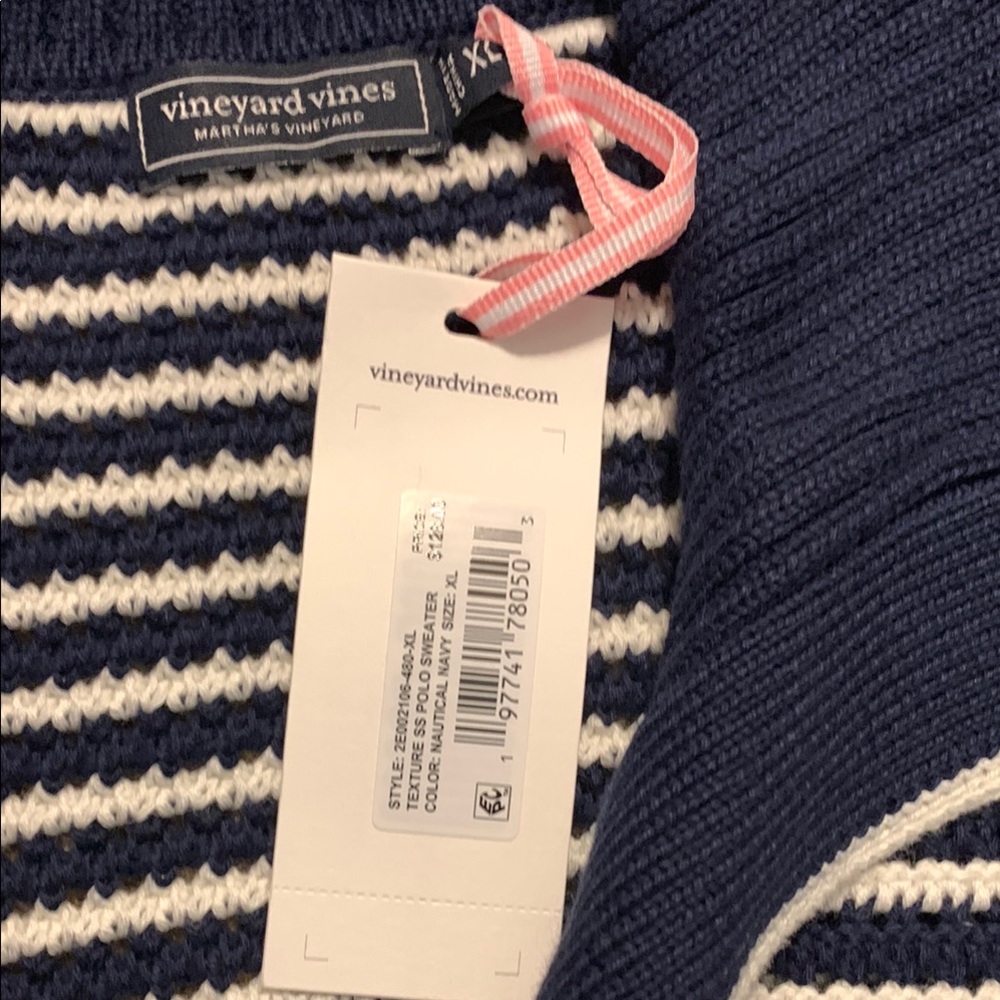 Vineyard Vines Navy and White Striped Sweater - Picture 2 of 4